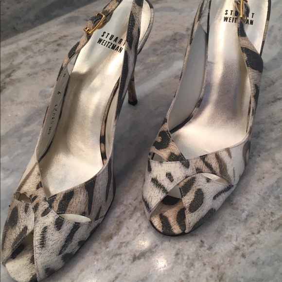 Stuart Weitzman Slingback Animal Peint Heels - Picture 2 of 7